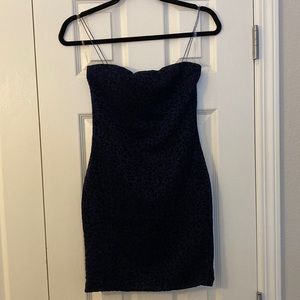 Meshki Mia Thin Strap Shimmer Dress - Navy Leopard